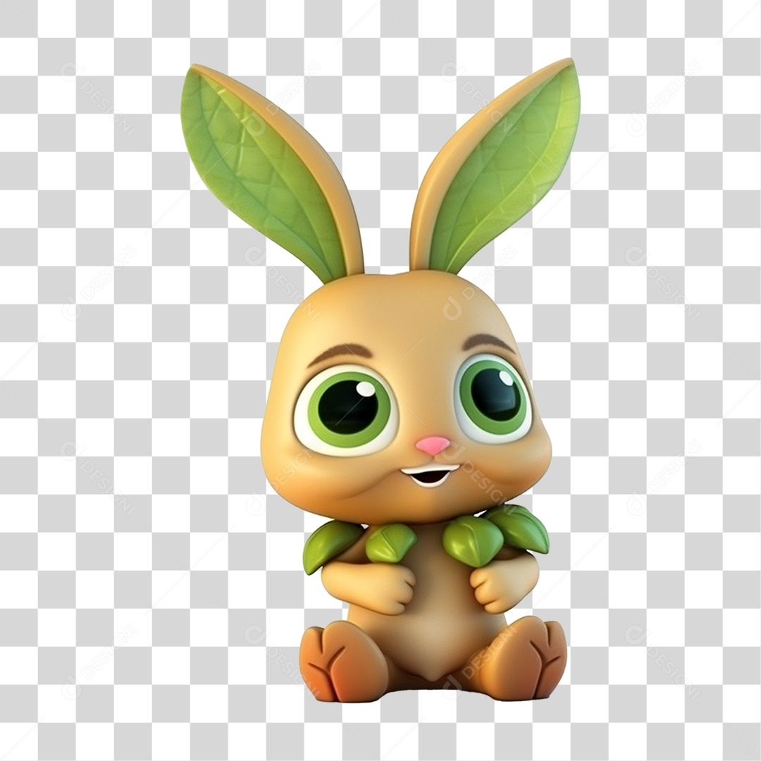 Coelho Vegetal Mascote PNG Transparente