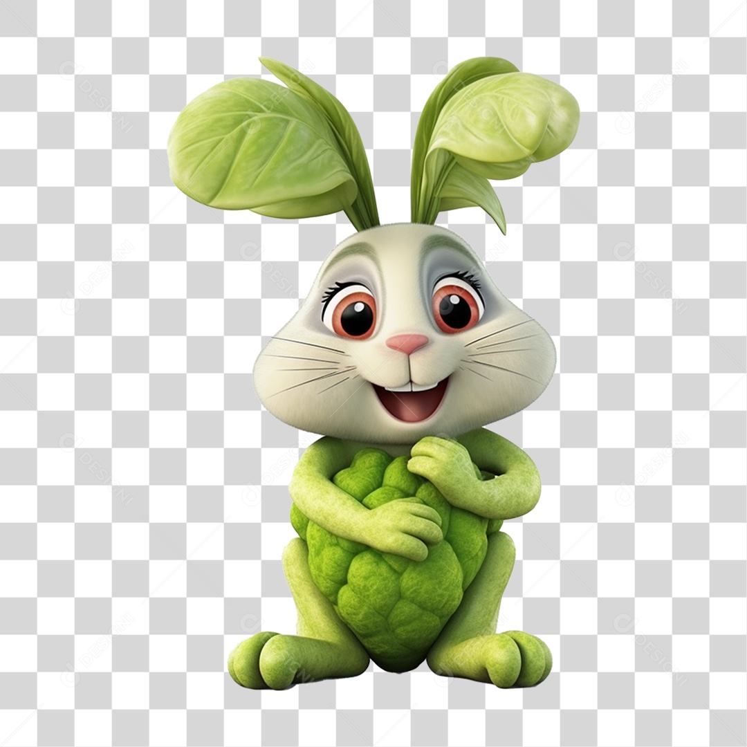 Coelho Vegetal Mascote PNG Transparente
