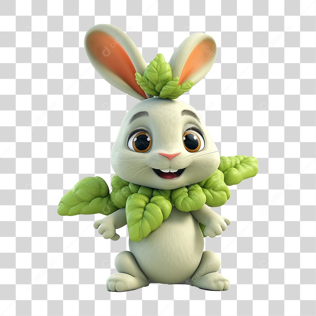 Coelho Vegetal Mascote PNG Transparente