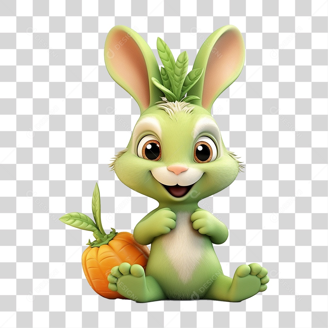 Coelho Vegetal Mascote PNG Transparente