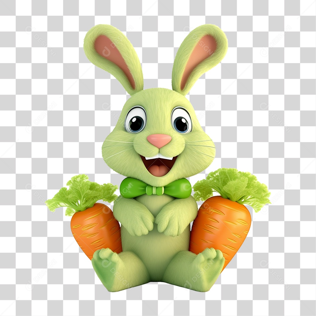 Coelho Vegetal Mascote PNG Transparente