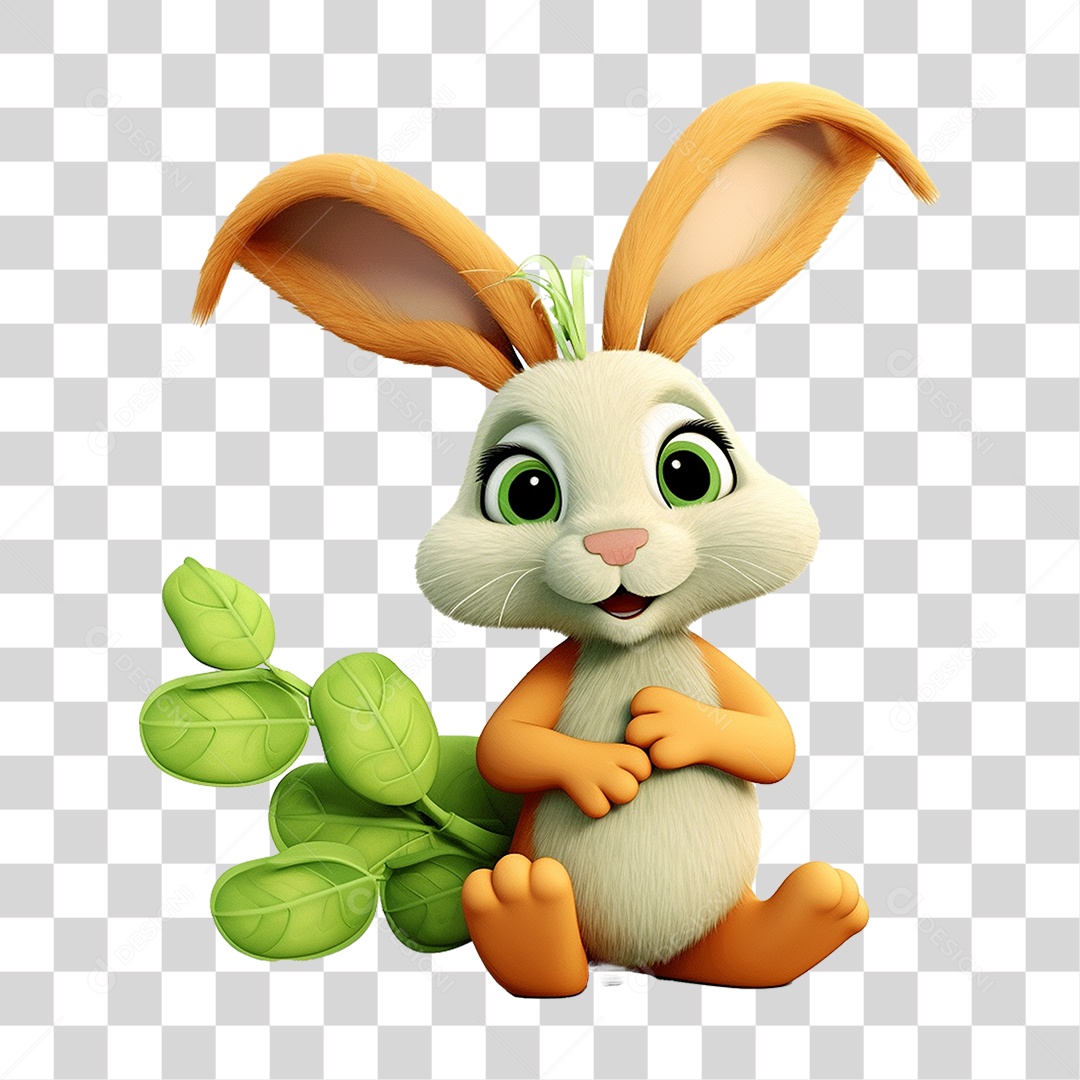 Coelho Vegetal Mascote PNG Transparente