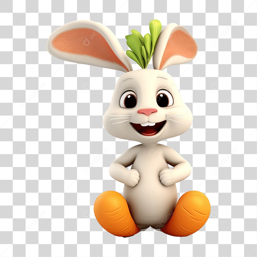Coelho Vegetal Mascote PNG Transparente