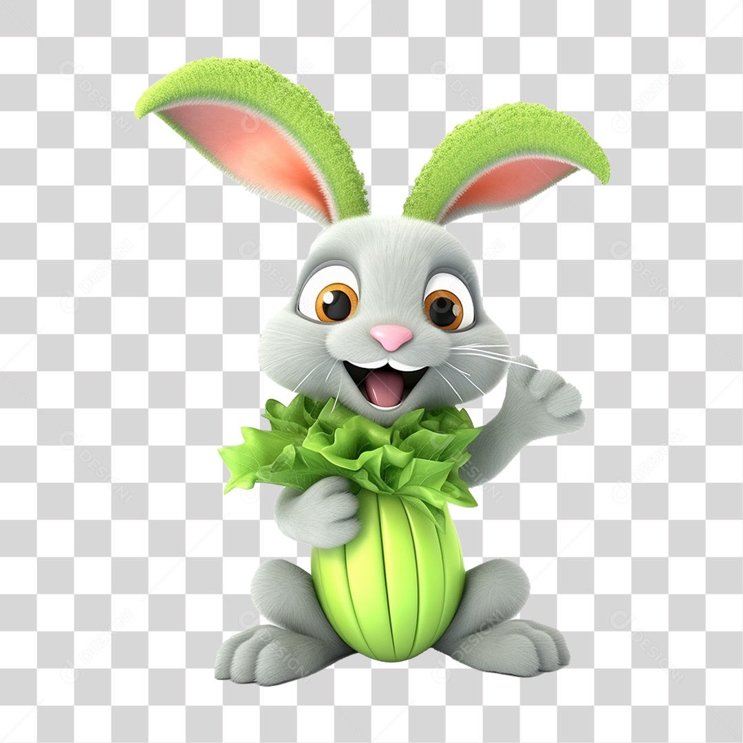 Coelho Vegetal Mascote PNG Transparente