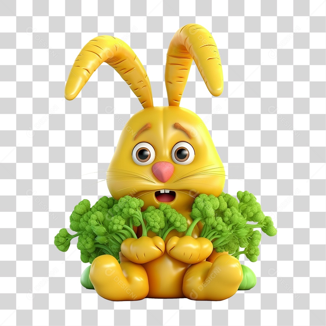 Coelho Vegetal Mascote PNG Transparente