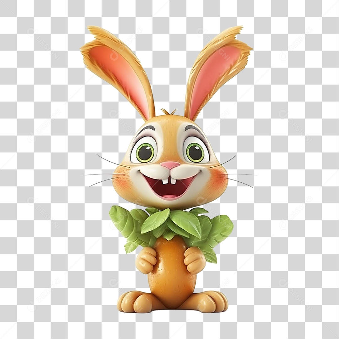 Coelho Vegetal Mascote PNG Transparente