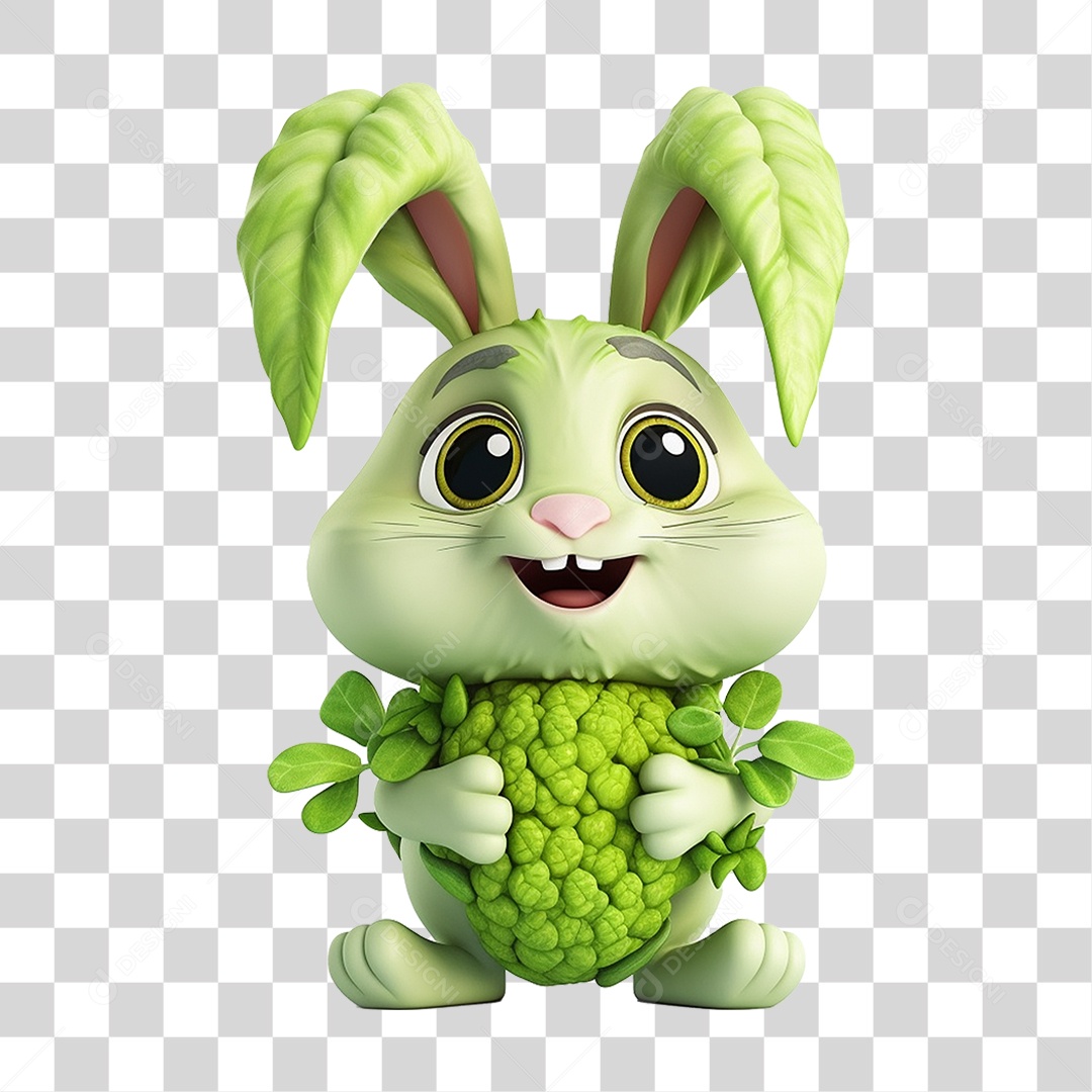 Coelho Vegetal Mascote PNG Transparente
