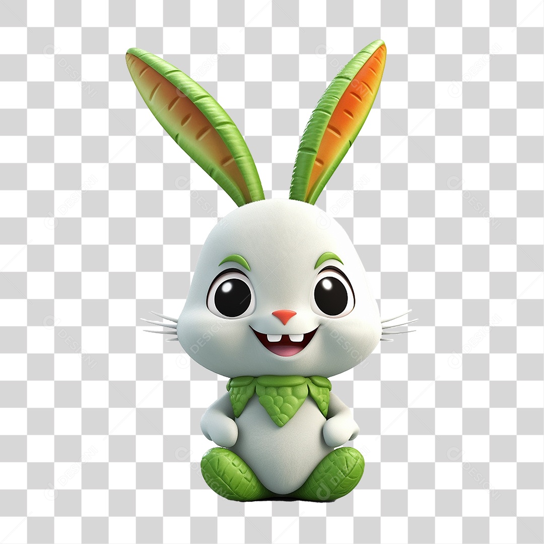 Coelho Vegetal Mascote PNG Transparente