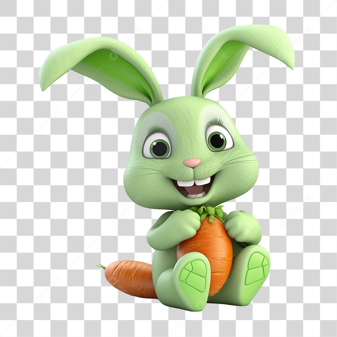 Coelho Vegetal Mascote PNG Transparente
