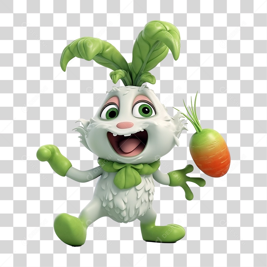 Coelho Vegetal Mascote PNG Transparente