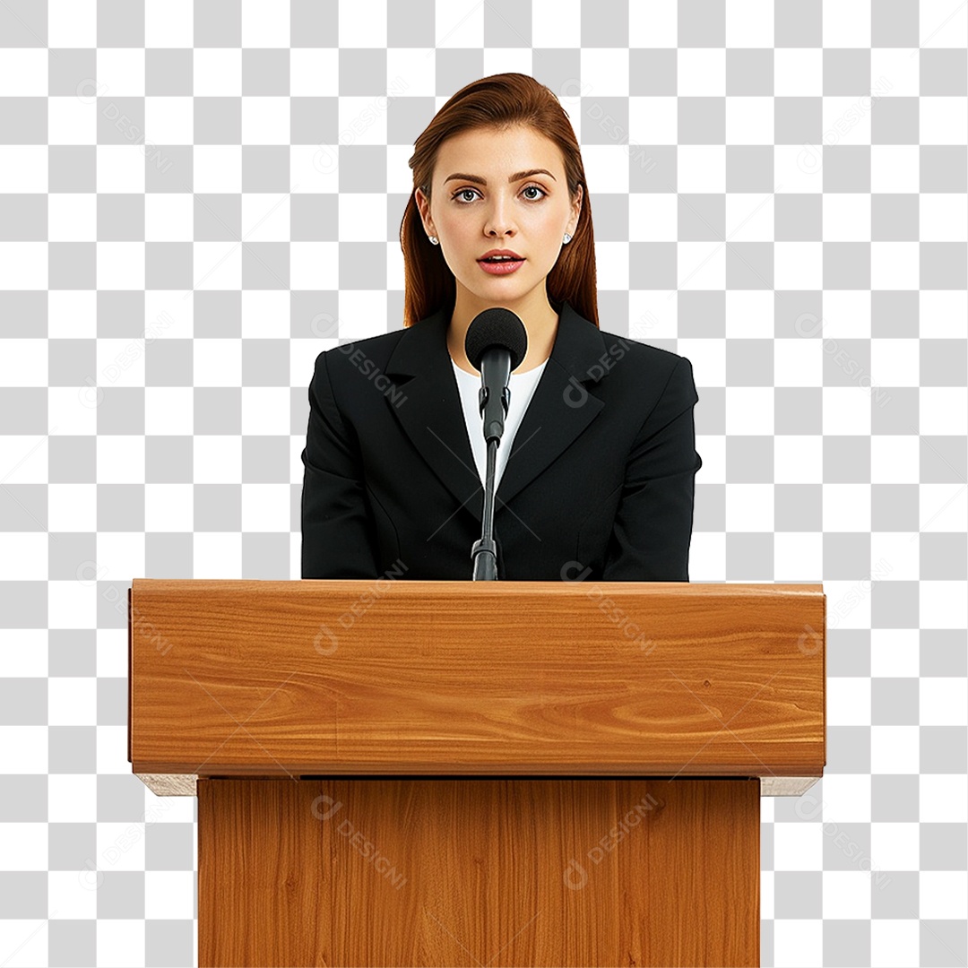 Empresária Falando em Microfone PNG Transparente