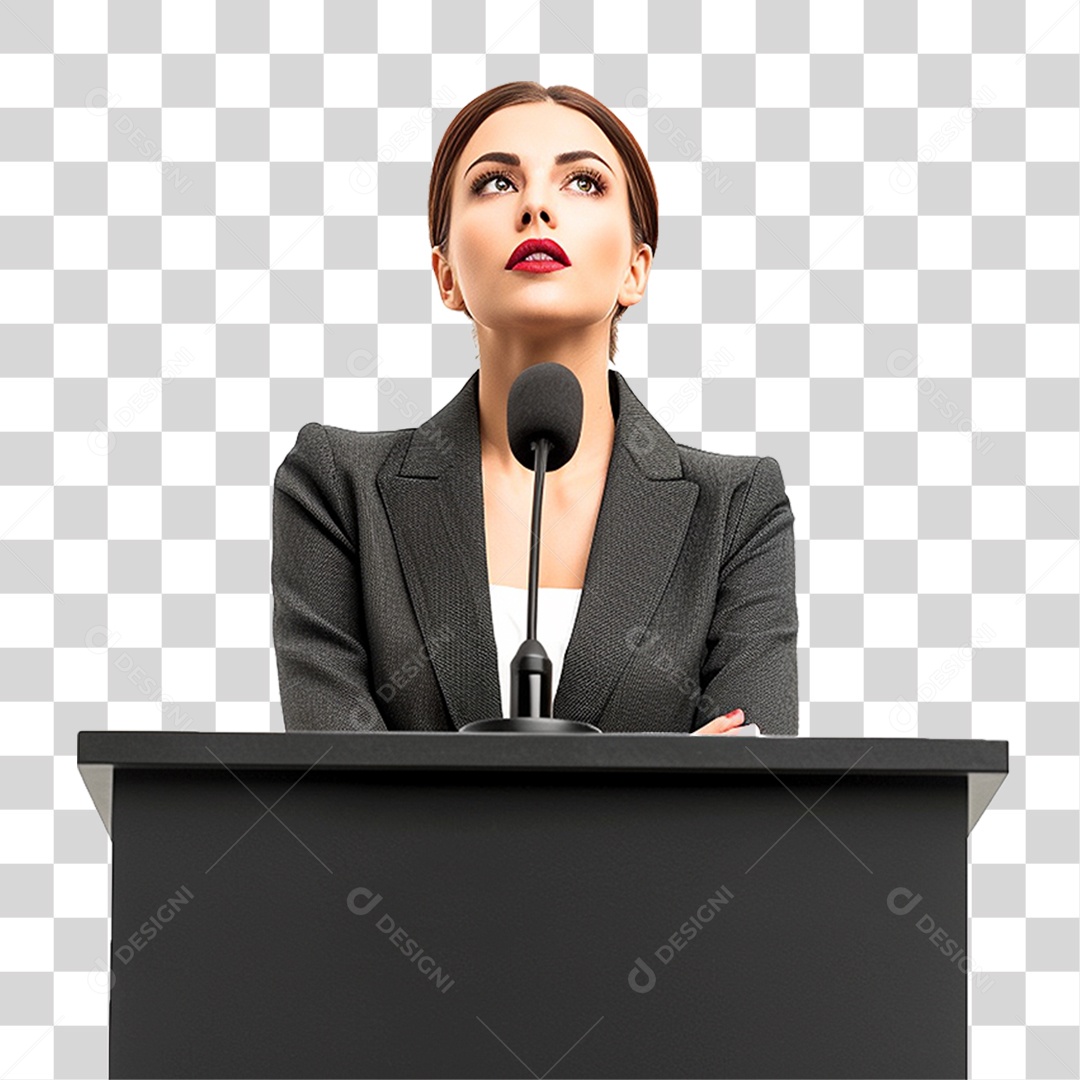 Empresária Falando em Microfone PNG Transparente
