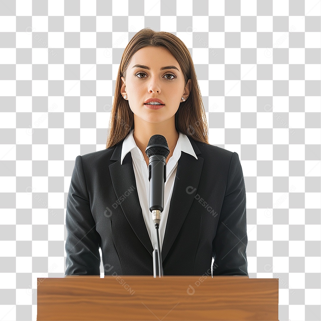 Empresária Falando em Microfone PNG Transparente