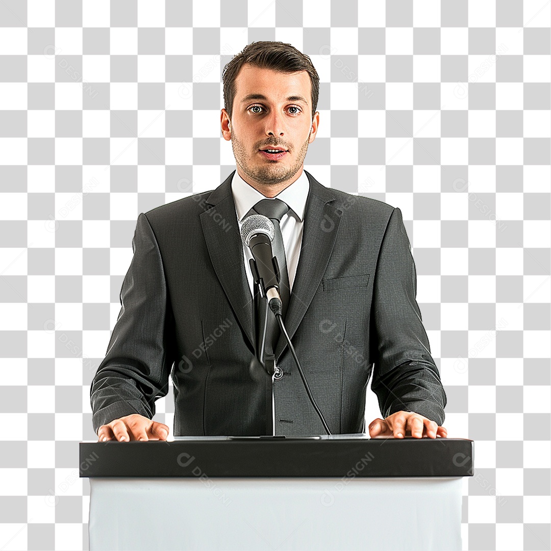 Empresário Falando em Microfone PNG Transparente