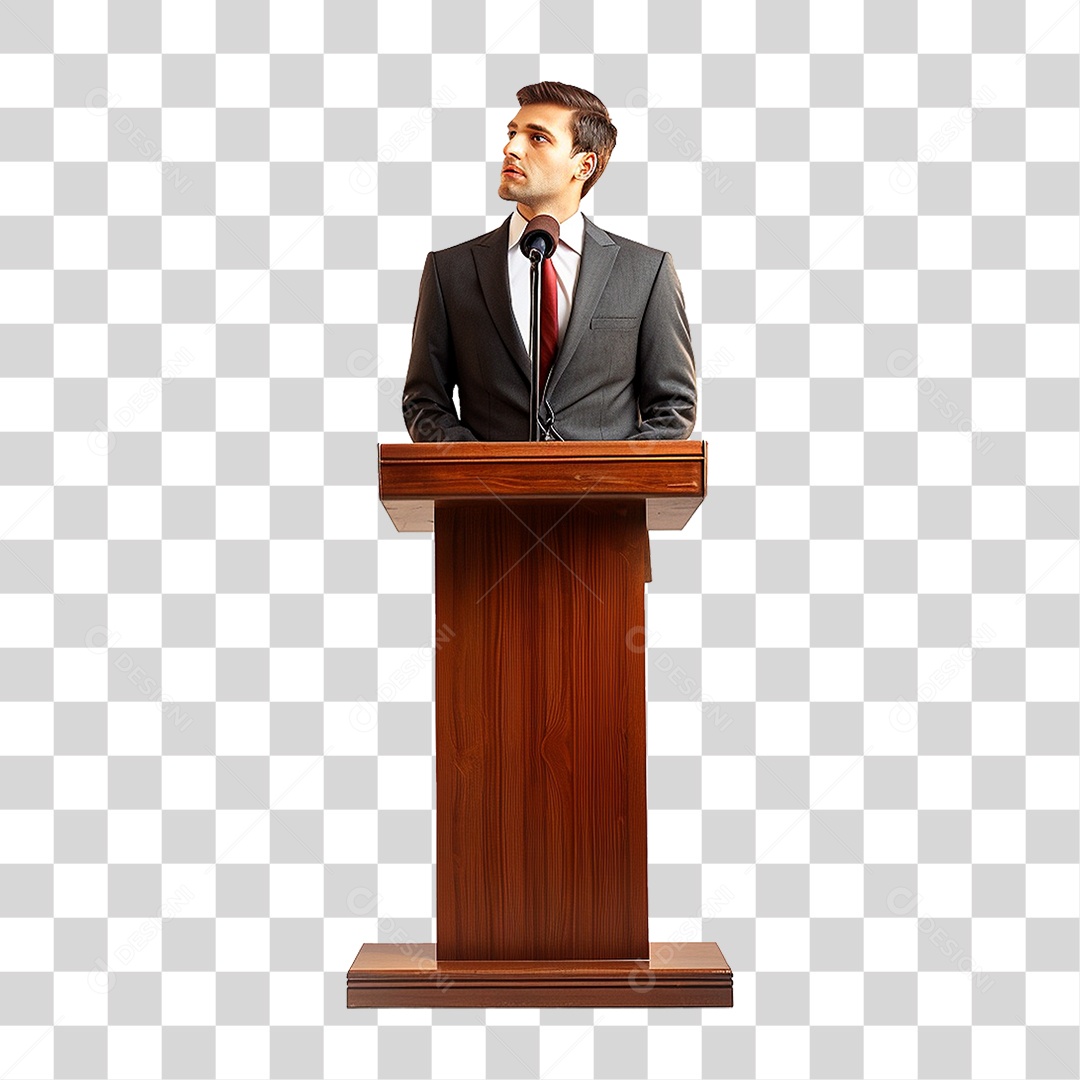 Empresário Falando em Microfone PNG Transparente