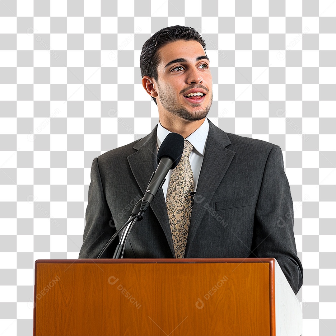 Empresário Falando em Microfone PNG Transparente