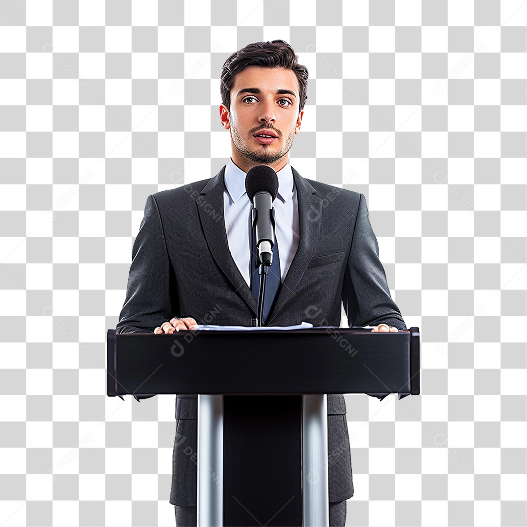 Empresário Falando em Microfone PNG Transparente