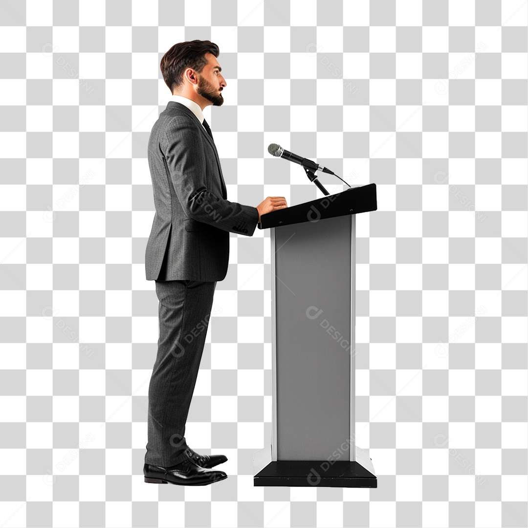 Empresário Falando em Microfone PNG Transparente