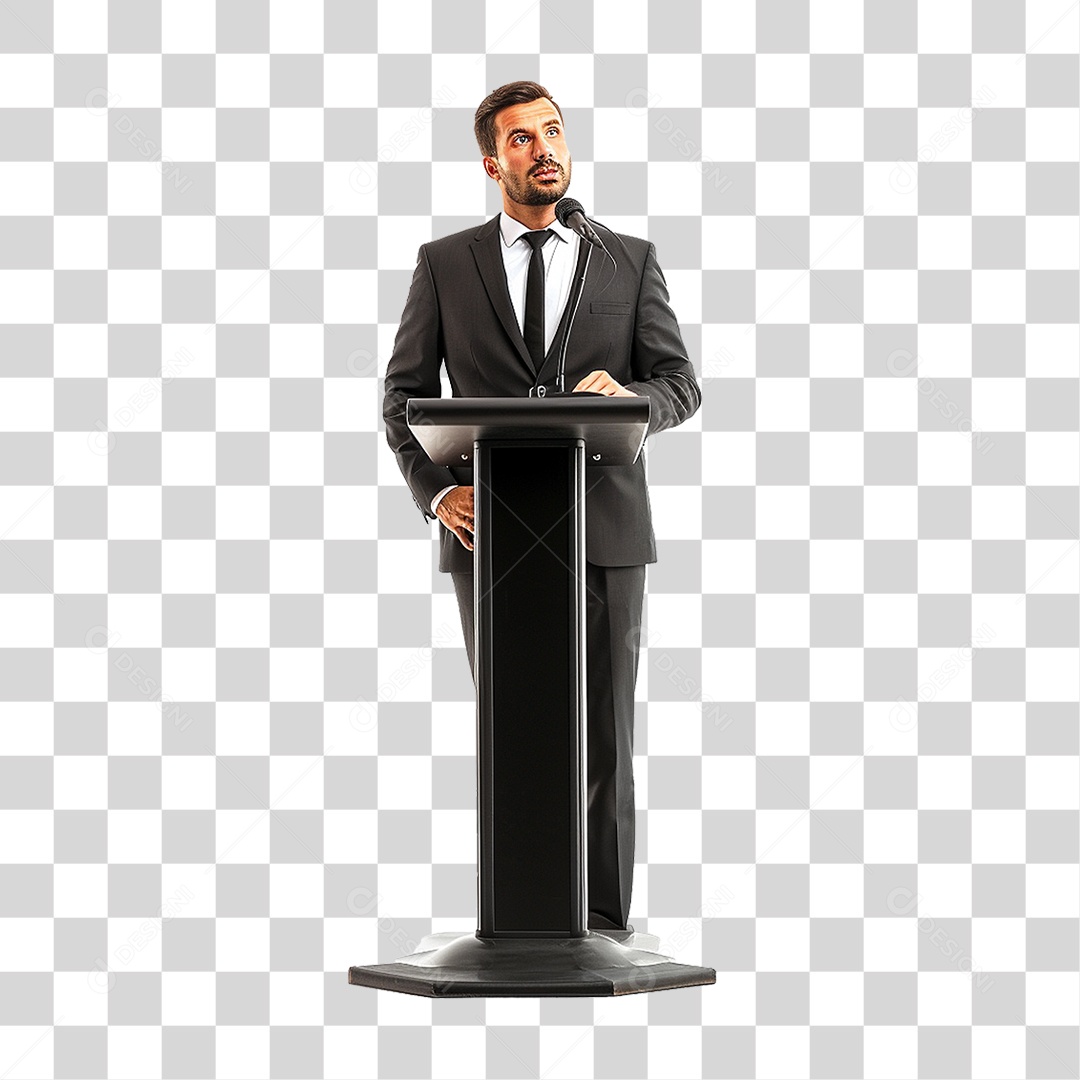 Empresário Falando em Microfone PNG Transparente