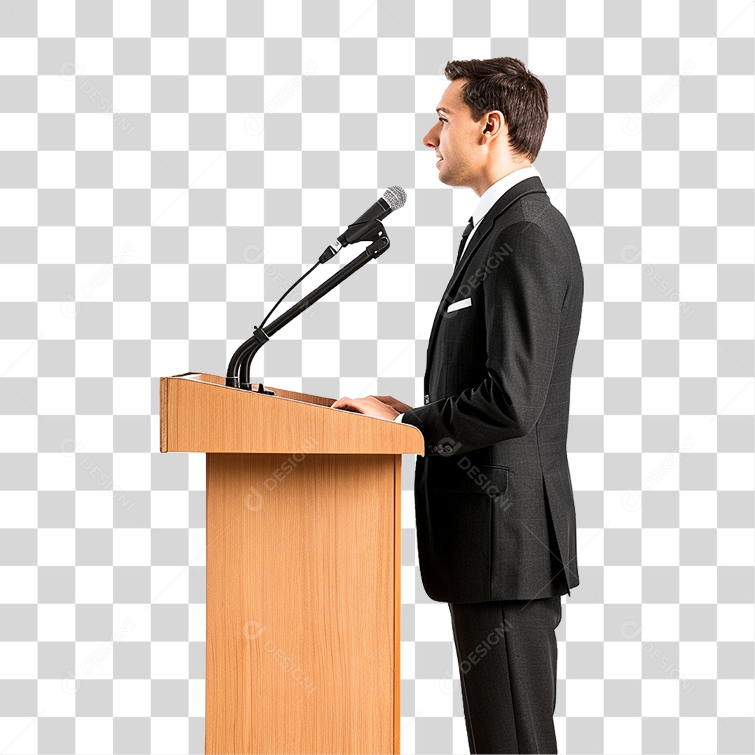 Empresário Falando em Microfone PNG Transparente