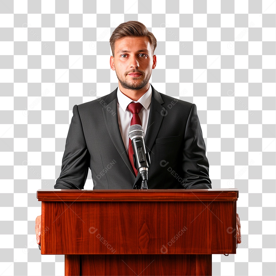 Empresário Falando em Microfone PNG Transparente