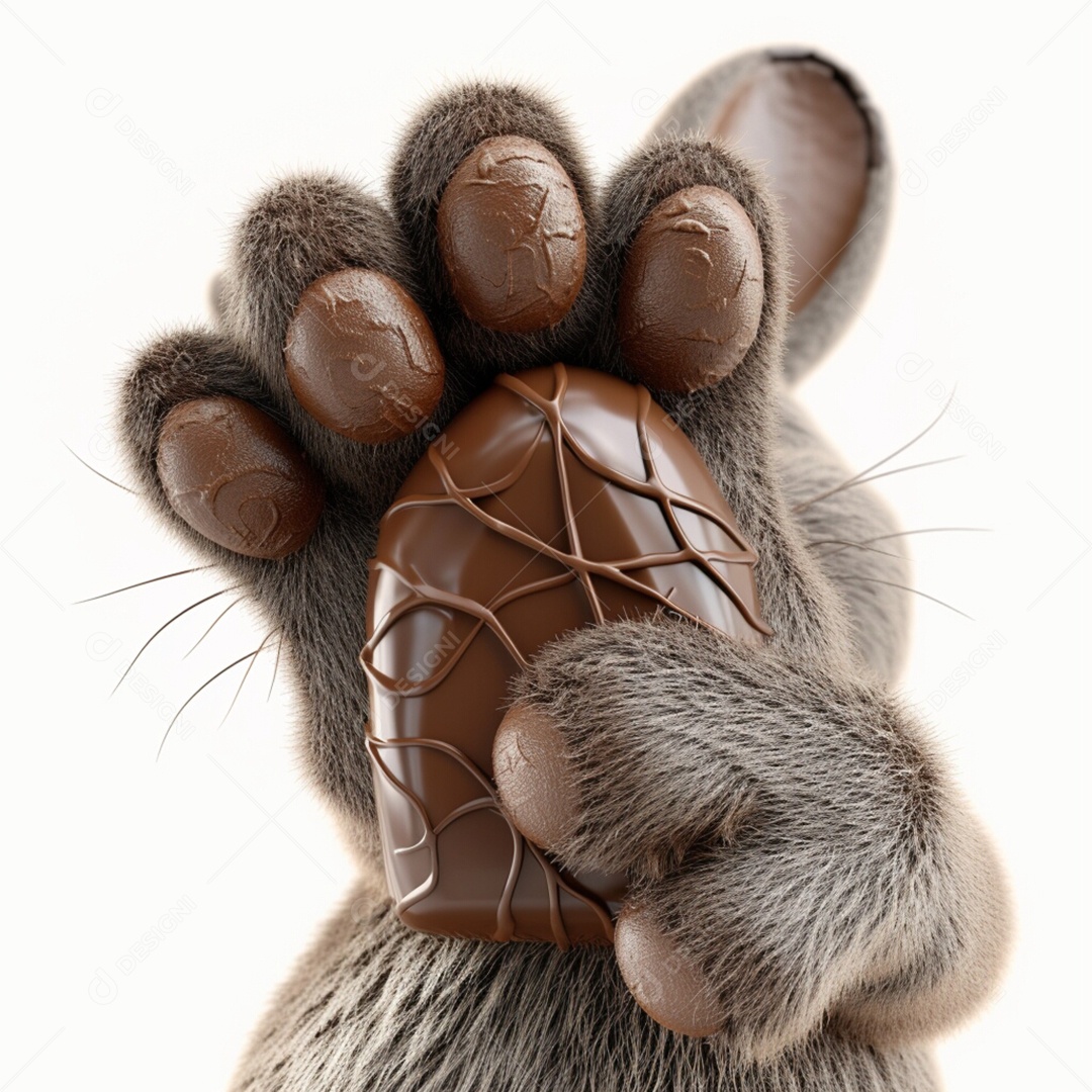 Coelho da Páscoa segurando chocolate