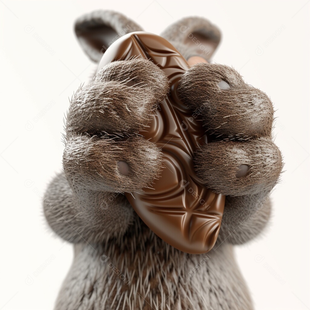 Coelho da Páscoa segurando chocolate