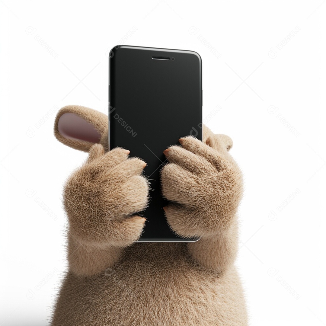 Coelho da Páscoa segurando celular smartphone