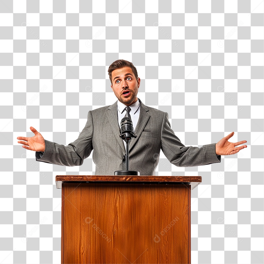 Empresário Falando em Microfone PNG Transparente