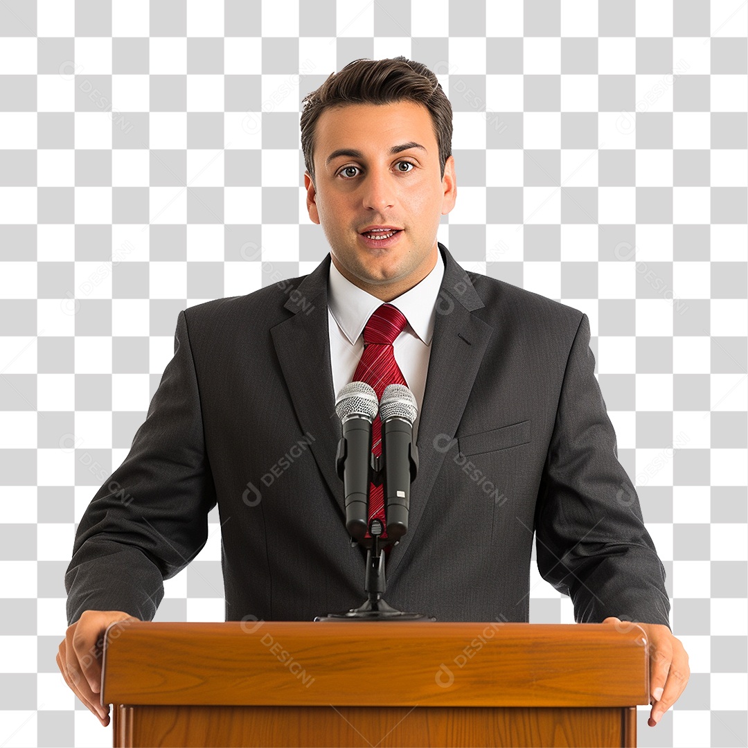 Empresário Falando em Microfone PNG Transparente