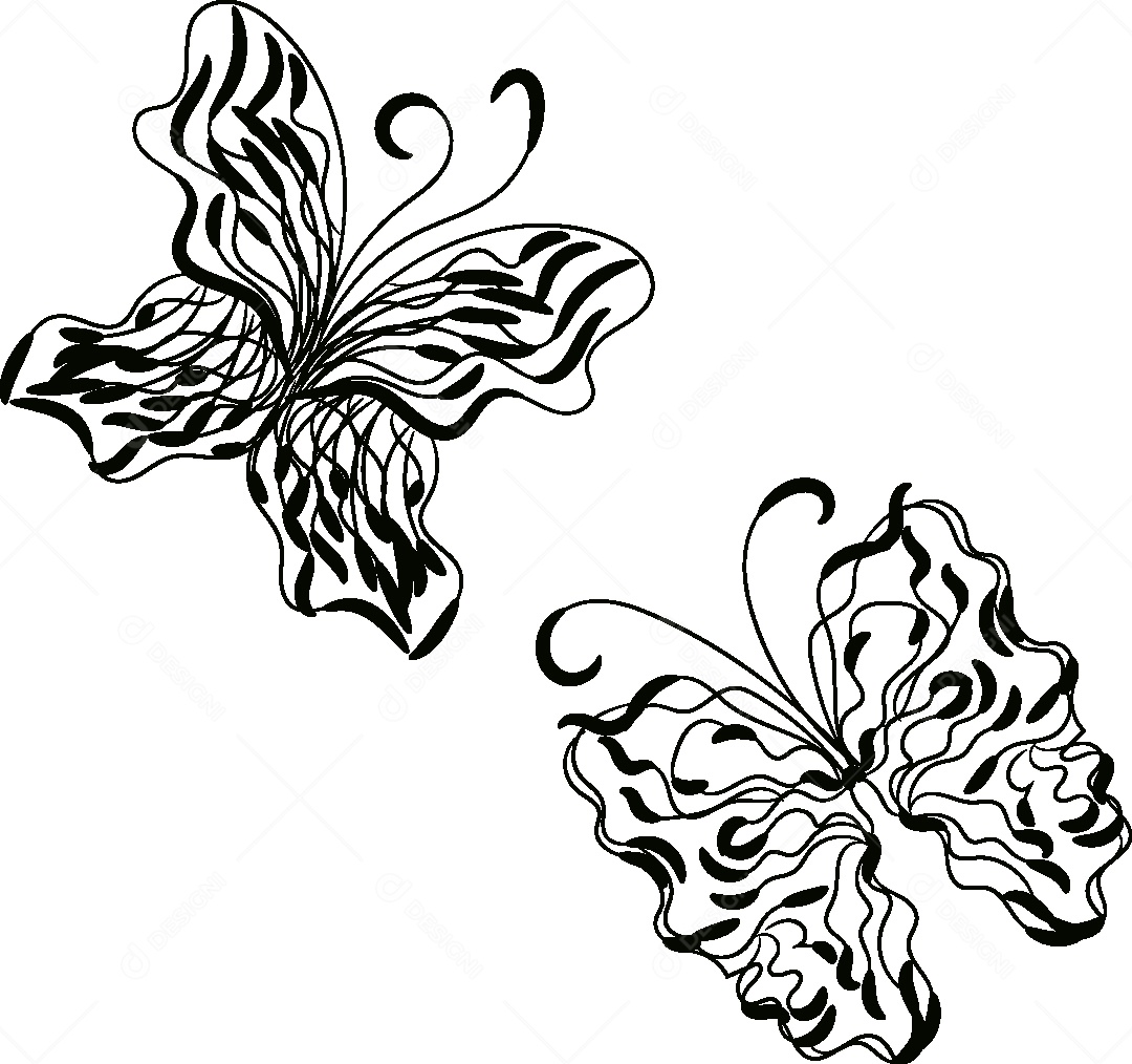 Desenhos de Borboleta Feito a Mão Vetor EPS