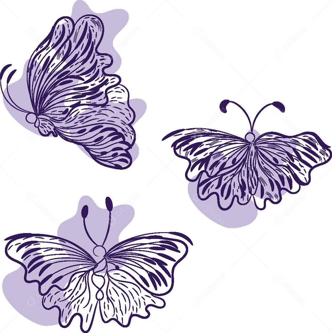 Desenhos de Borboleta Feito a Mão Vetor EPS