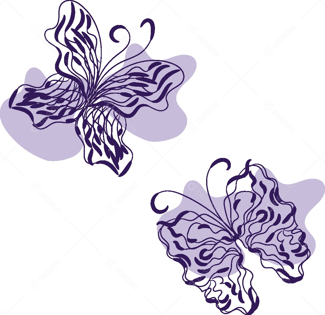 Desenhos de Borboleta Feito a Mão Vetor EPS