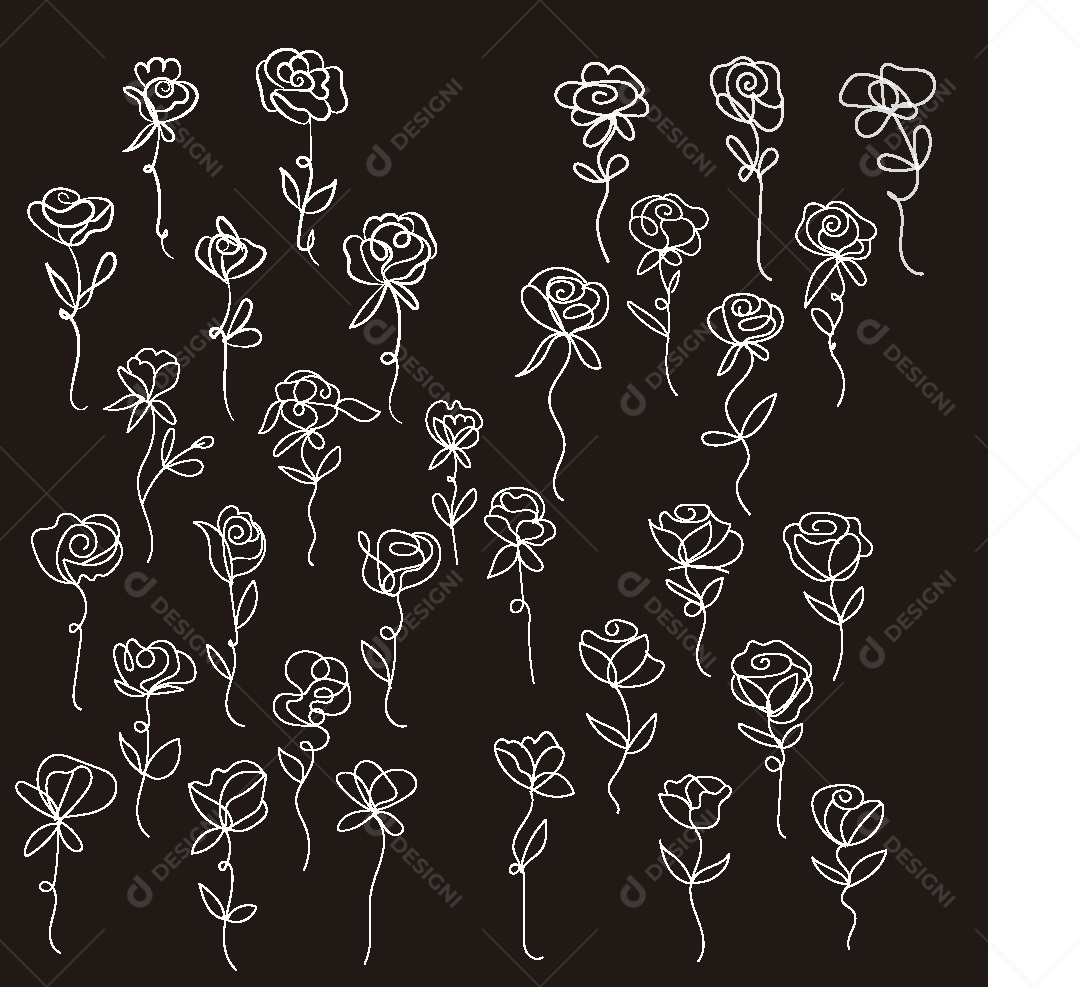 Desenho de Flores Feito a Mão Vetor EPS