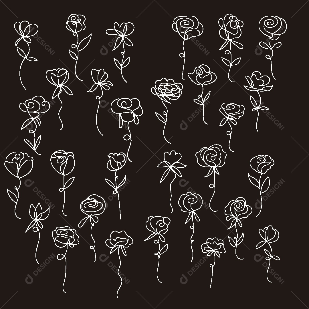 Desenho de Flores Feito a Mão Vetor EPS