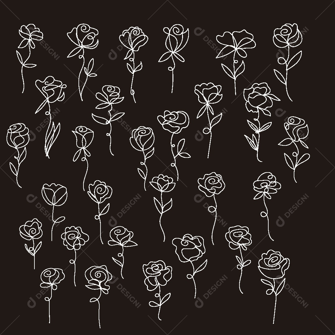 Desenho de Flores Feito a Mão Vetor EPS