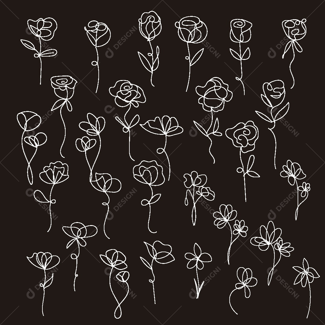 Desenho de Flores Feito a Mão Vetor EPS