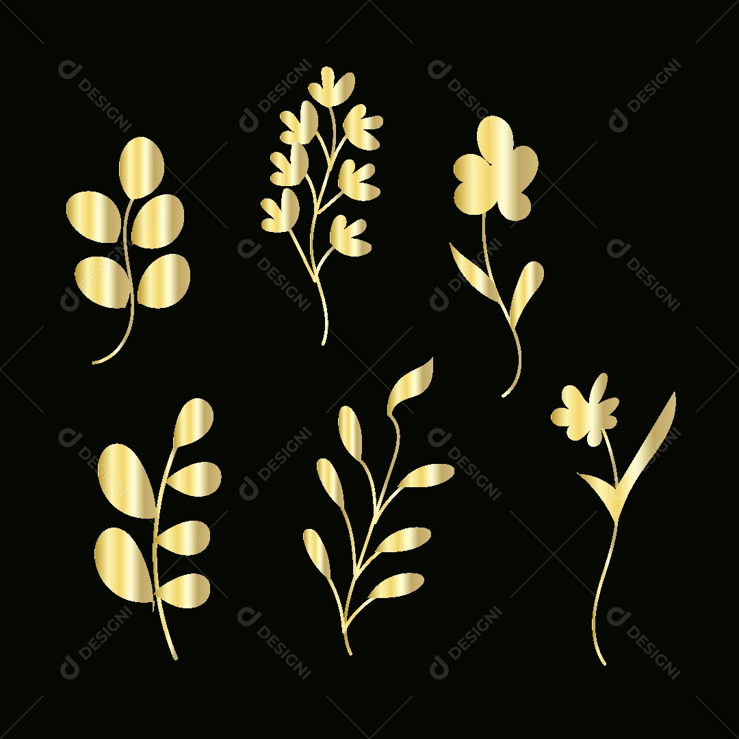 Desenho de Flores e Folhas Feito a Mão Vetor EPS