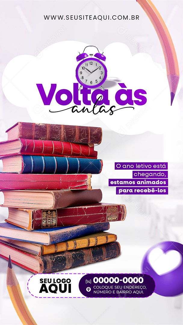 Story Volta às Aulas o Ano Letivo está Chegando Estamos Animados Social Media PSD Editável