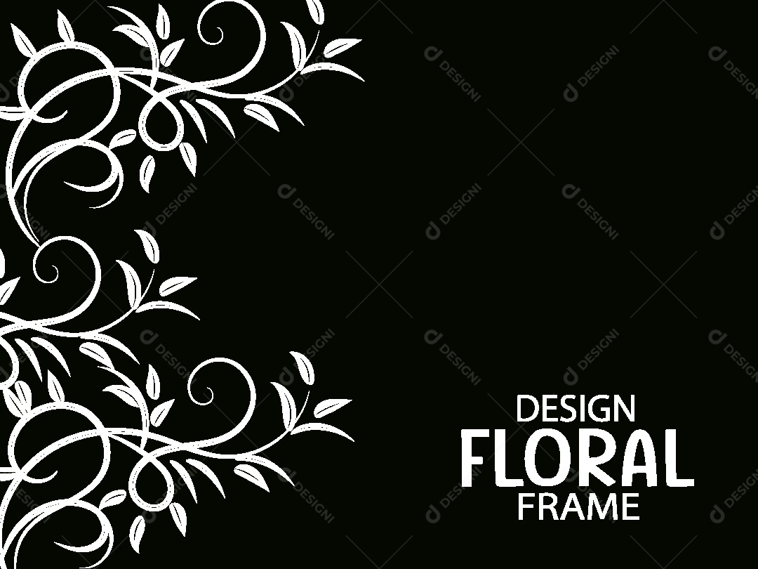 Background de Quadro Floral Preto e Branco Vetor EPS