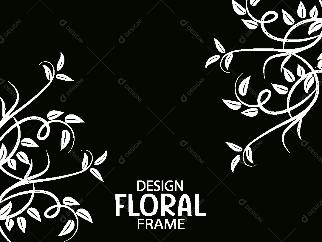 Background de Quadro Floral Preto e Branco Vetor EPS