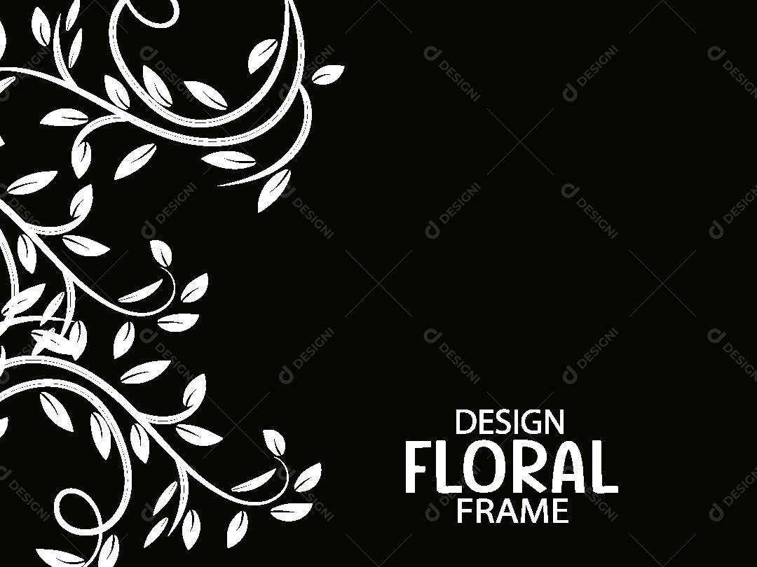 Background de Quadro Floral Preto e Branco Vetor EPS