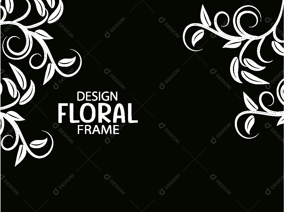 Background de Quadro Floral Preto e Branco Vetor EPS
