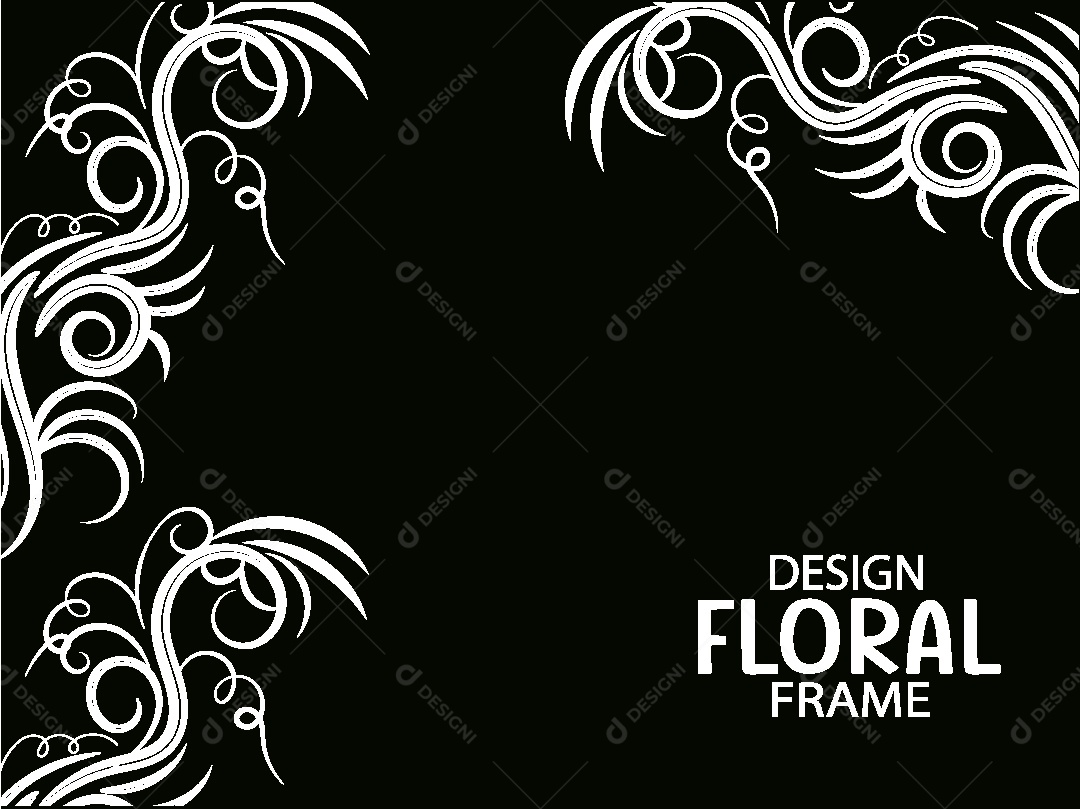 Background de Quadro Floral Preto e Branco Vetor EPS