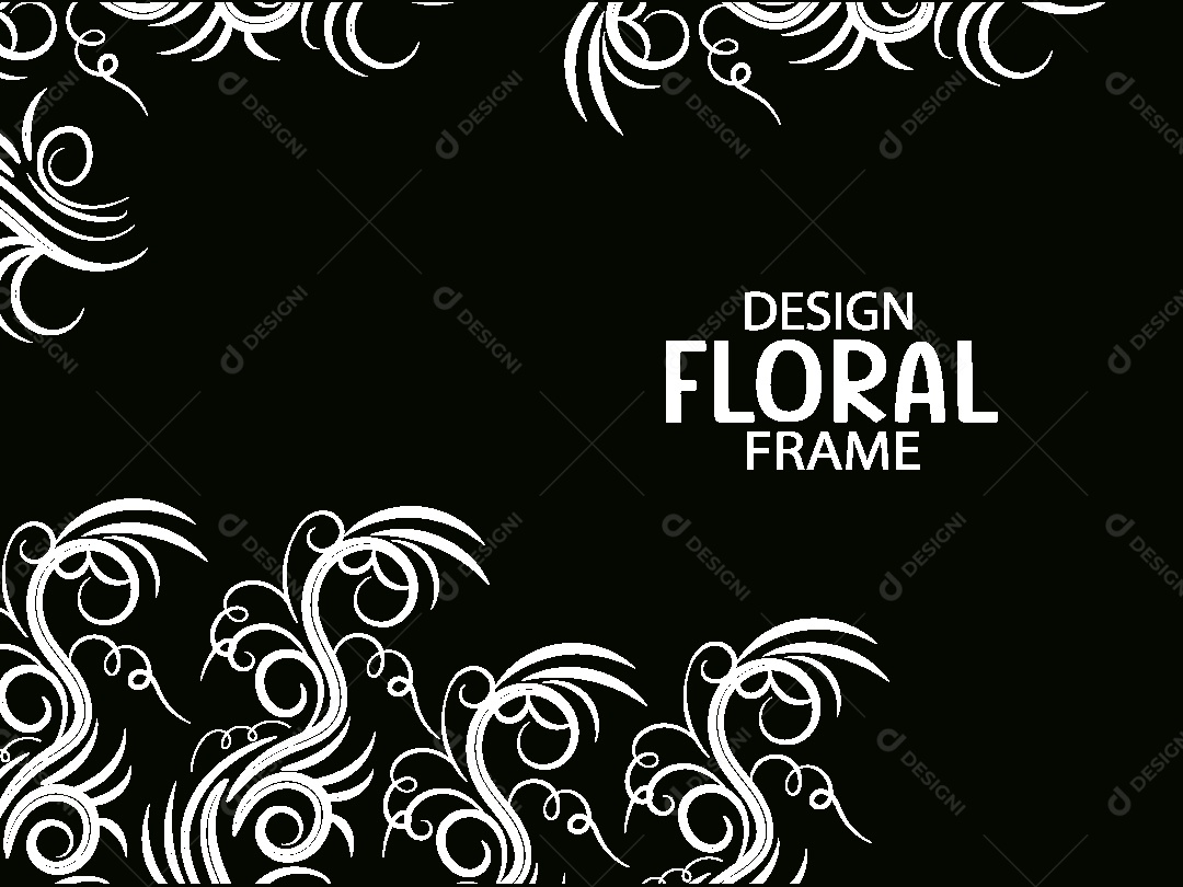 Background de Quadro Floral Preto e Branco Vetor EPS