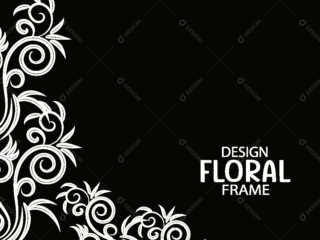 Background de Quadro Floral Preto e Branco Vetor EPS