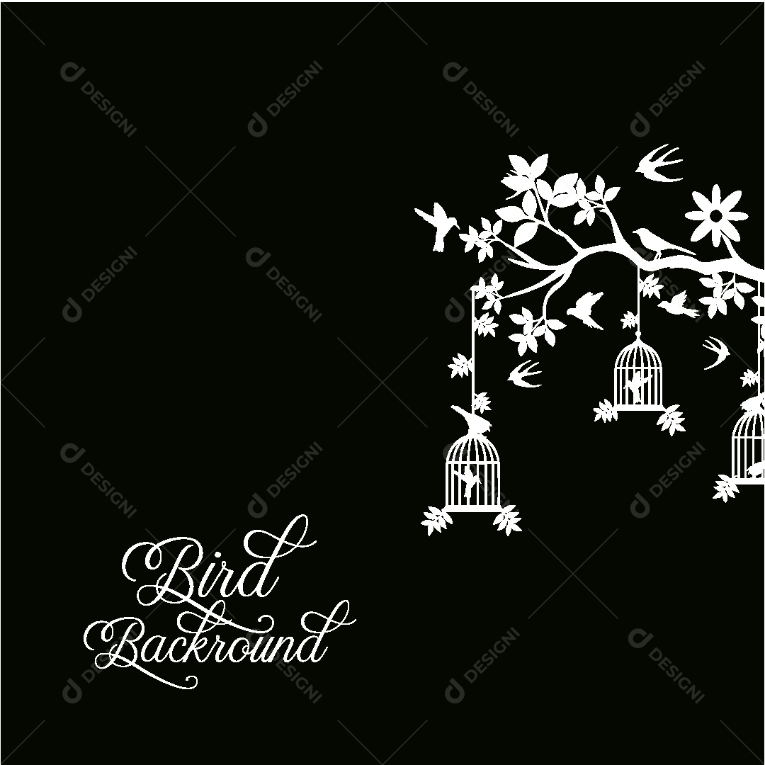 Background de Pássaros e Folhas Vetor EPS