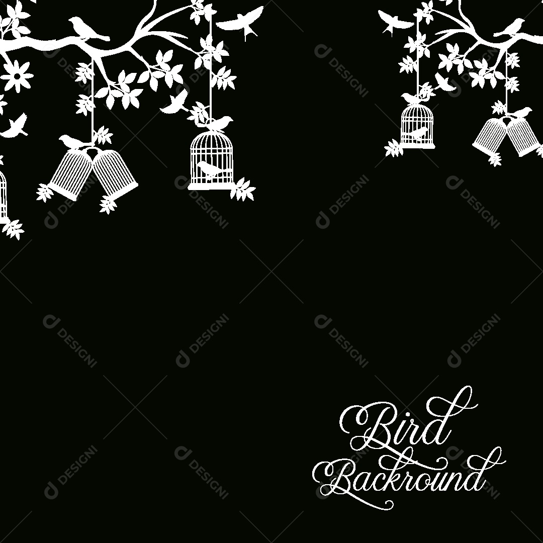 Background de Pássaros e Folhas Vetor EPS