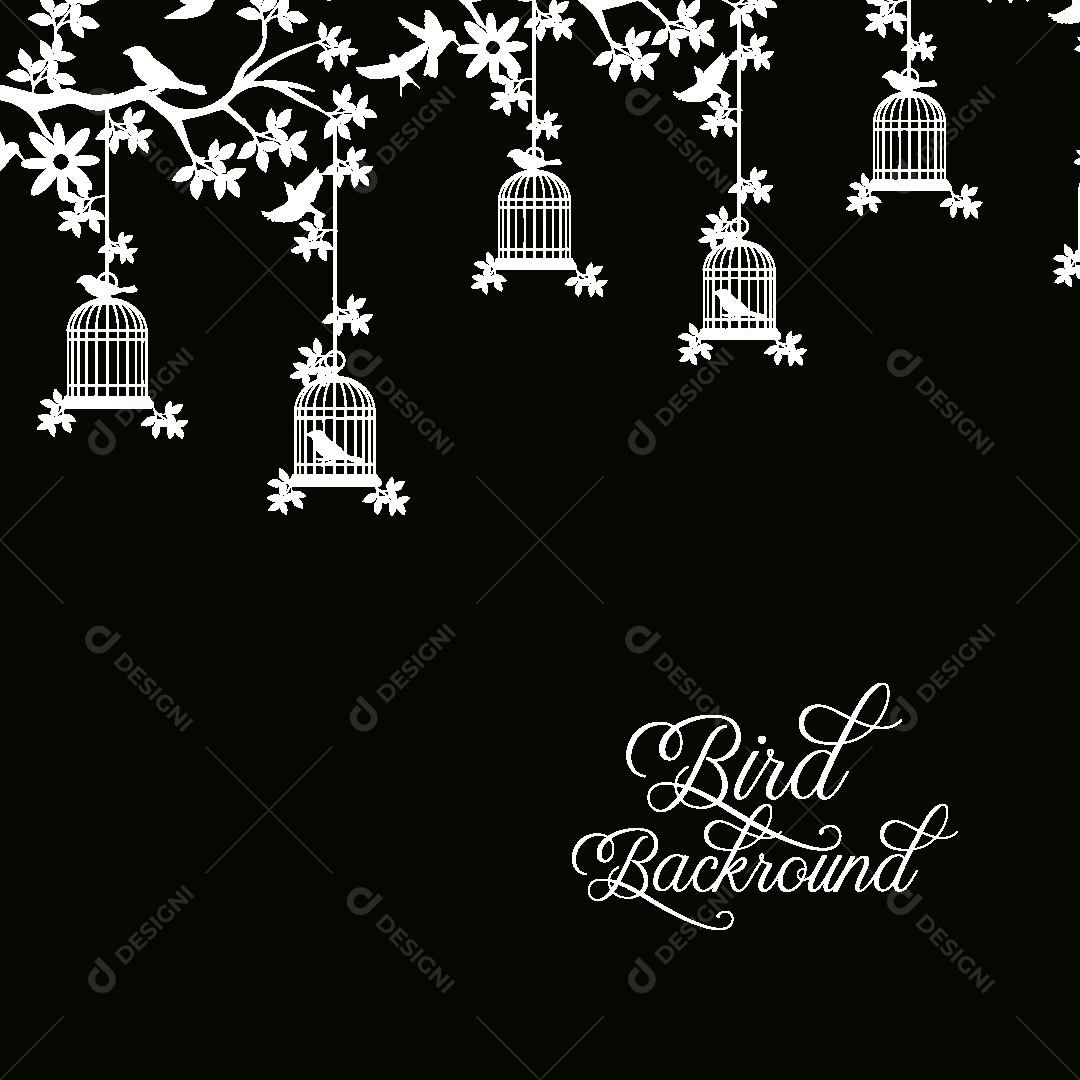 Background de Pássaros e Folhas Vetor EPS