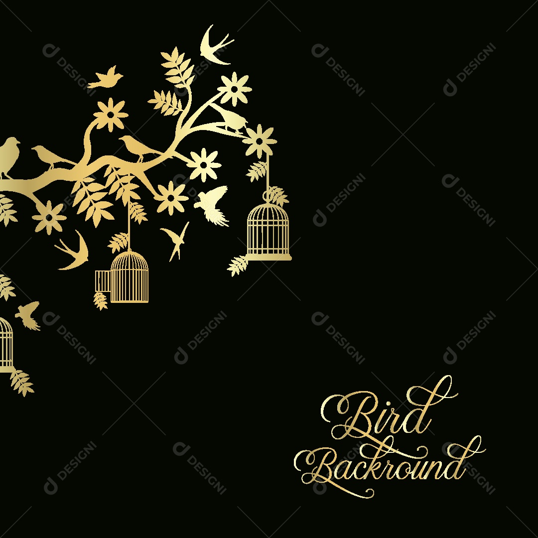 Background de Pássaros e Folhas Vetor EPS